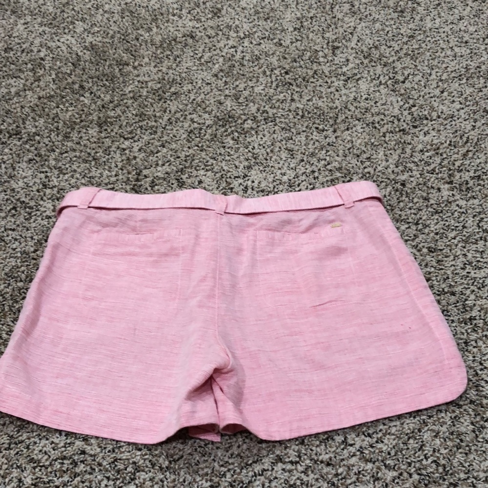 Tommy Hilfiger Mid Rise Belted Shorts Size 10 Red White Cotton Linen - Picture 3 of 9